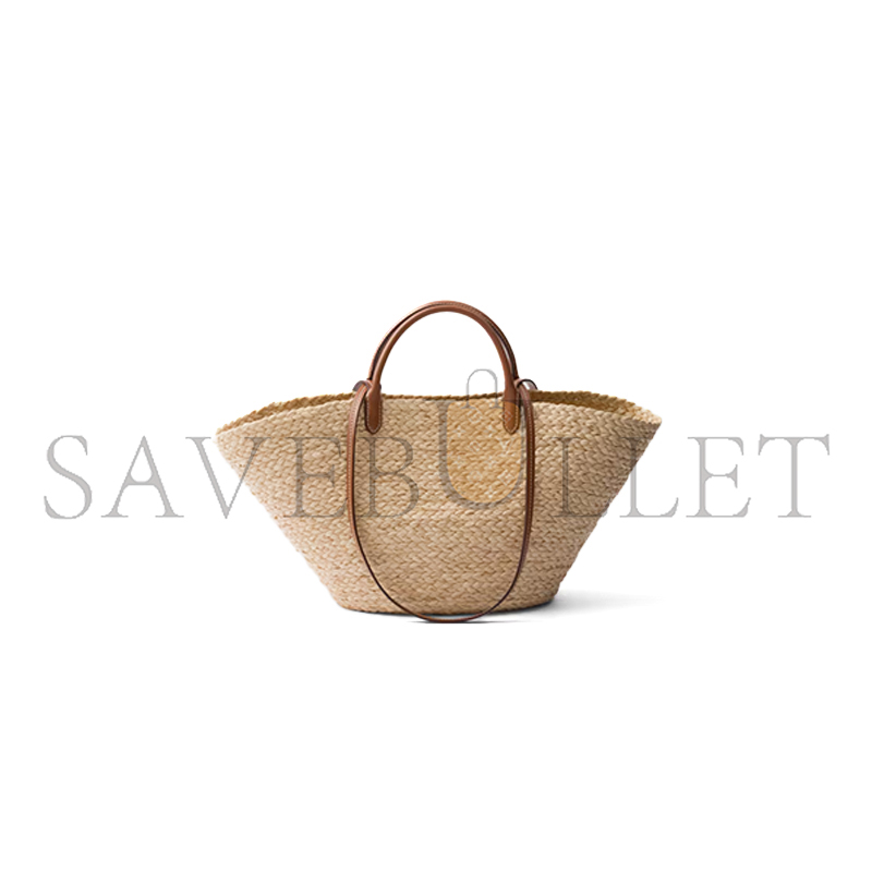 Pra*a large raffia and leather shopping bag 1bg470 (25*25*15cm)